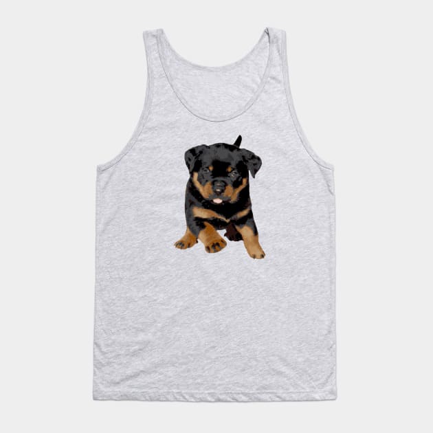 Cute Rottweiler Puppy Running With Tongue Out Tank Top by taiche